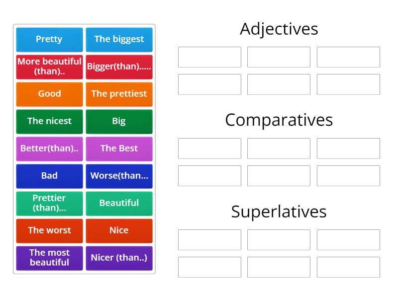 Comparative And Superlative Adjectives Group Sort