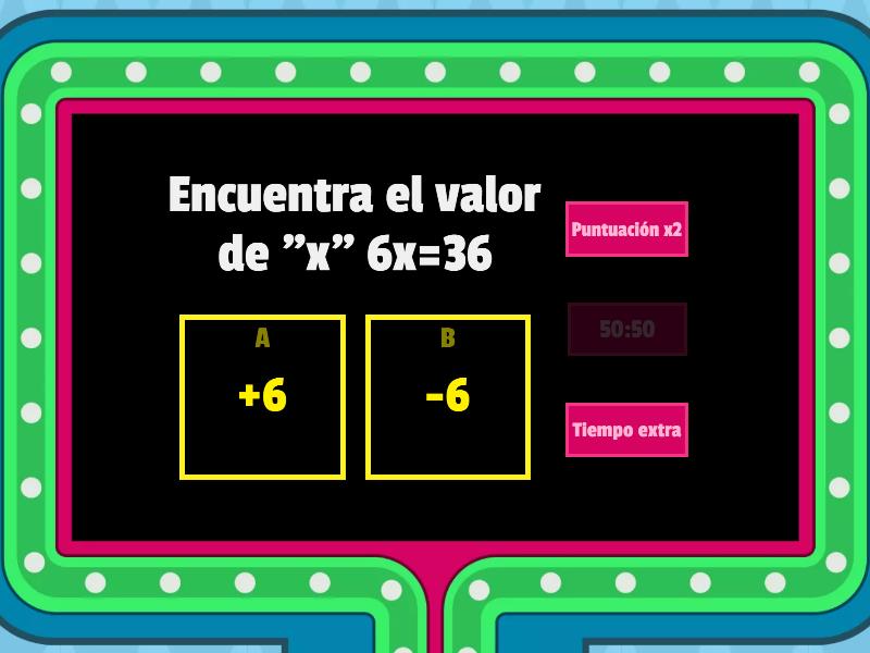 Ecuaciones Lineales Gameshow Quiz