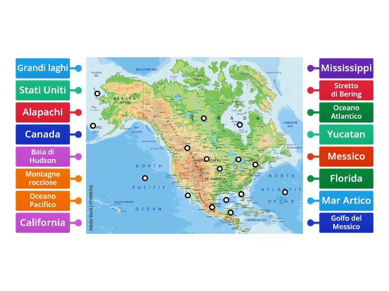 Cartina America Del Nord Labelled Diagram