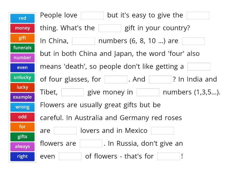 Gift Giving Around The World Complete The Sentence