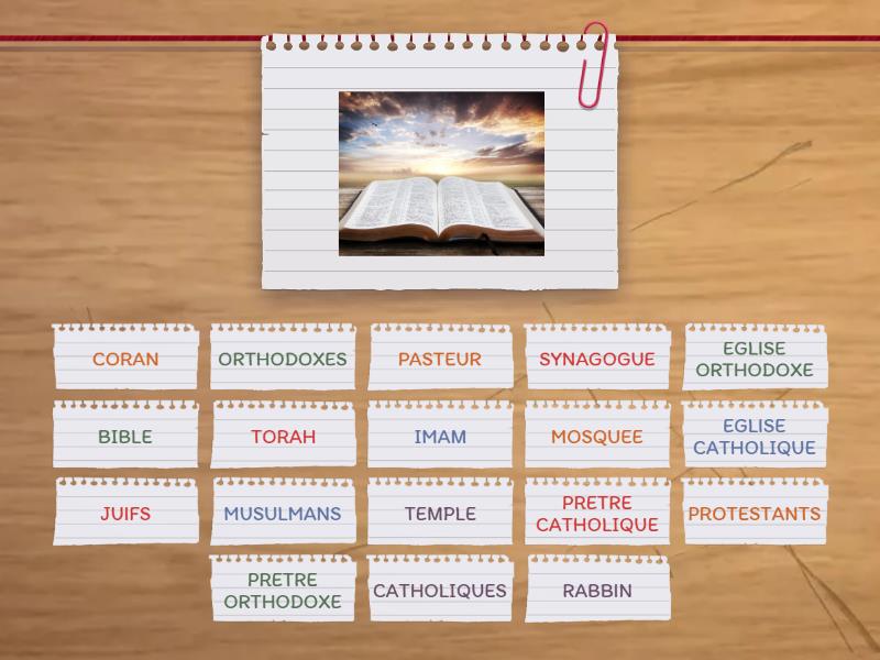 Vocabulaire Des Religions En Image Find The Match