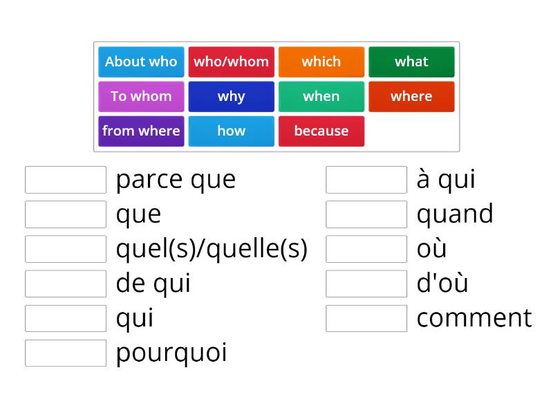 F Les Mots Interrogatifs Match Up