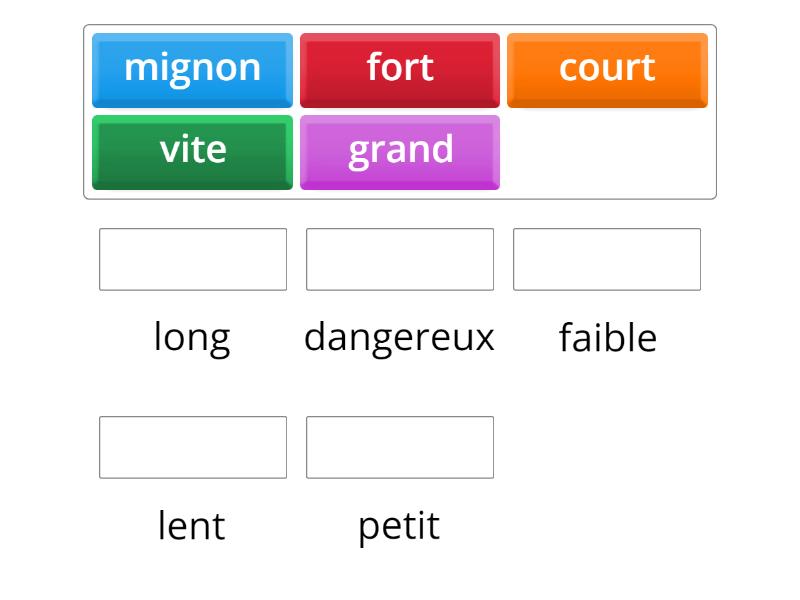 Contraire Des Adjectifs Une Las Parejas