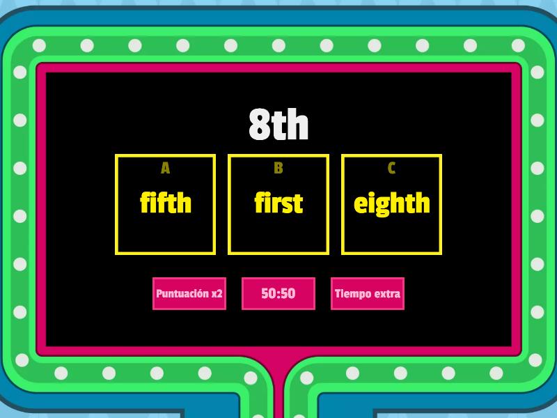 Ordinal Numbers Gameshow Quiz