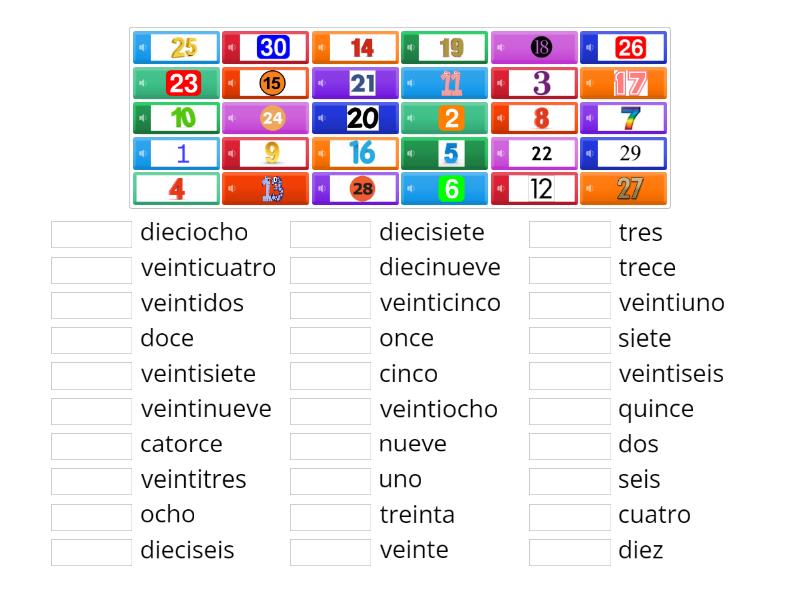 Los Numeros 1 30 Match Up