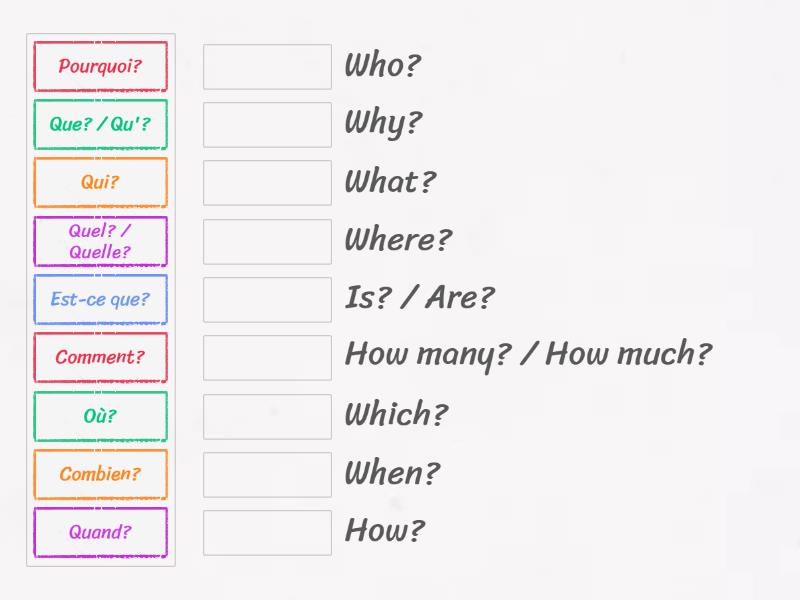 Les Mots Interrogatifs Match Up