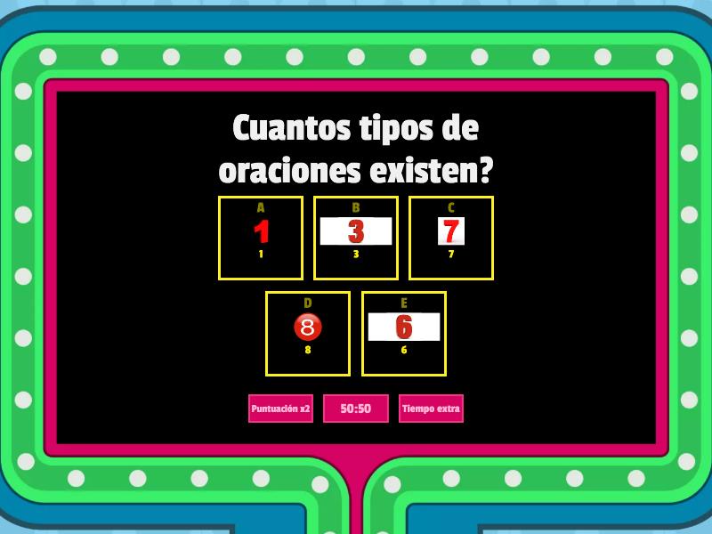 Tipos De Oraciones Proyecto Gameshow Quiz