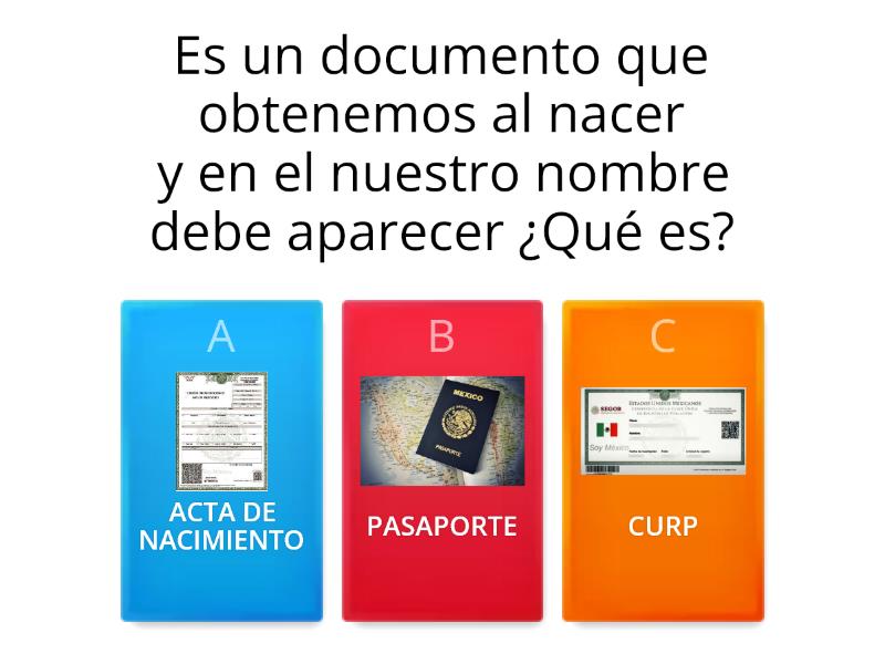 Adivinanzas de Documentos Oficiales que nos Dan Identidad Questionário