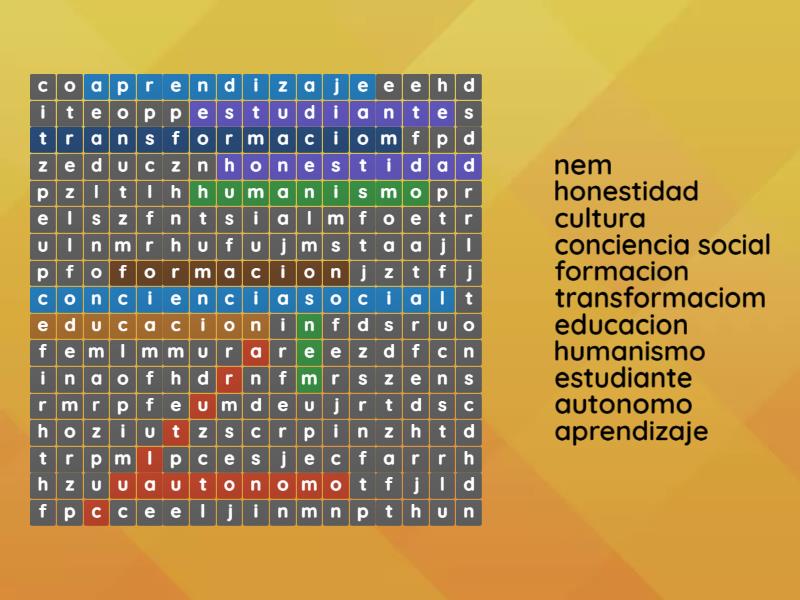 Principios En Que Se Fundamenta La NEM Wordsearch