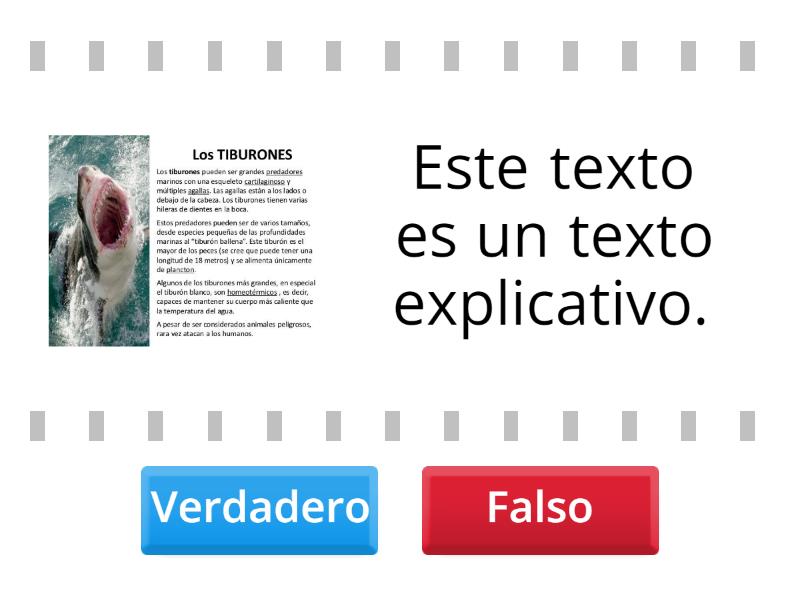 El Texto Explicativo True Or False