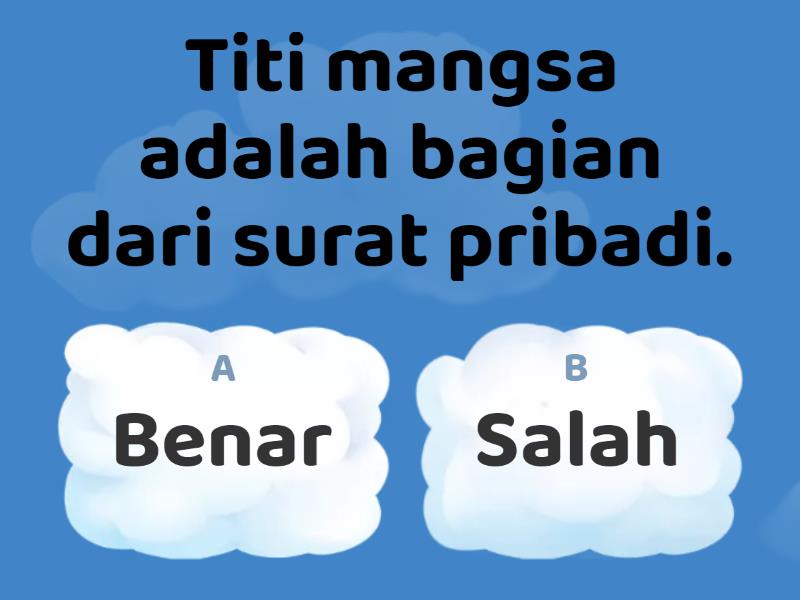 Struktur Surat Pribadi Dan Surat Resmi Quiz