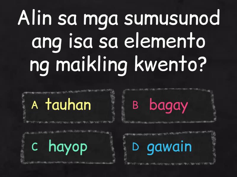 Pagsasanay Sa Elemento Ng Maikling Kwento Quiz