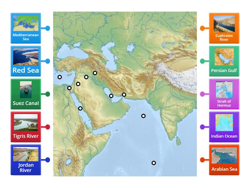 Southwest Asia Physical Map Labelled Diagram