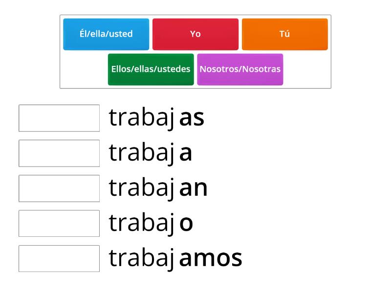 Conjugación Verbo Trabajar Presente Une las parejas