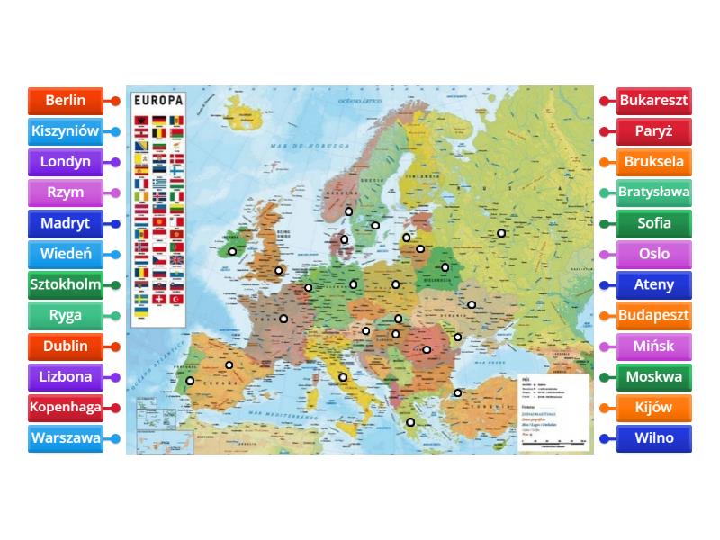 Mapa I Stolice Europy Labelled Diagram