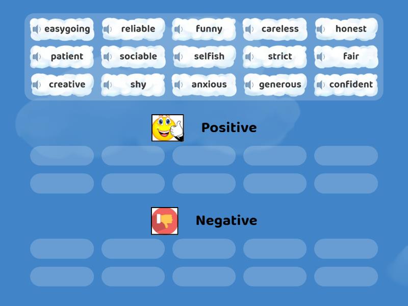 Adjectives Positive And Negatives Vianney Group Sort