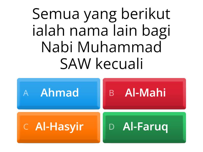 Riwayat Hidup Nabi Muhammad SAW Kuiz