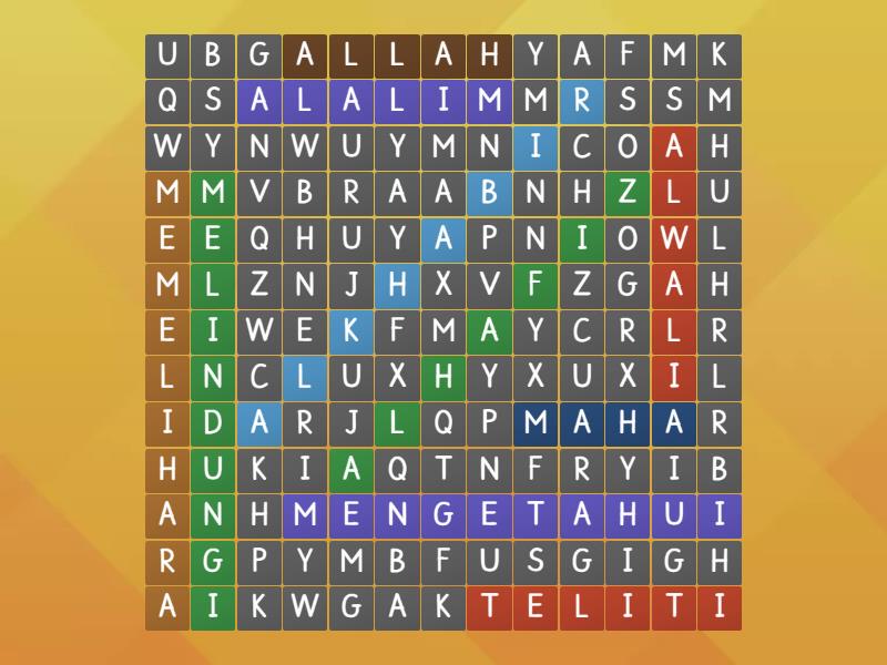 Mengenal Asmaul Husna Kelas 2 Wordsearch