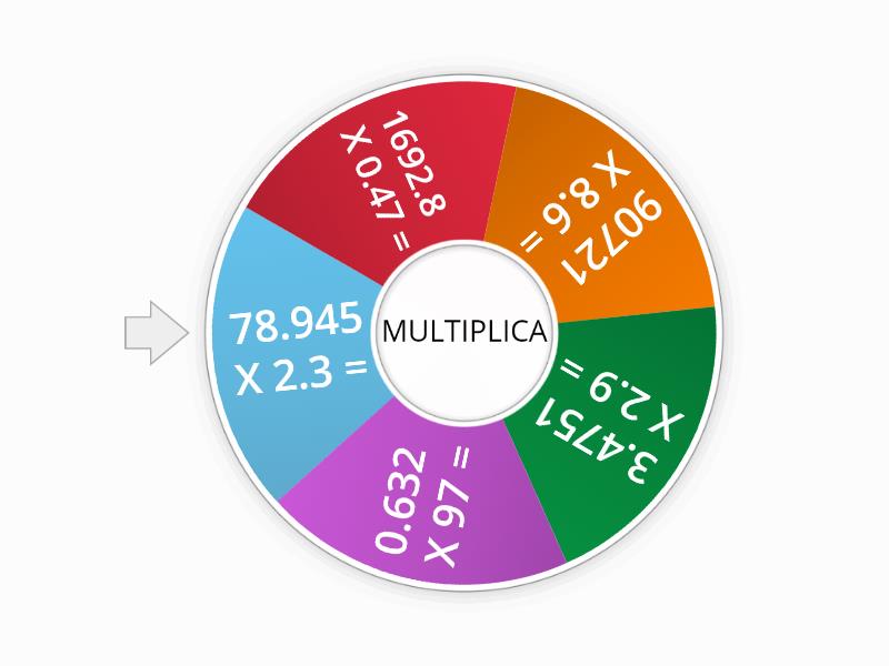 RULETA DE MULTIPLICACIONES CON PUNTO DECIMAL 6 primaria Roleta aleatória