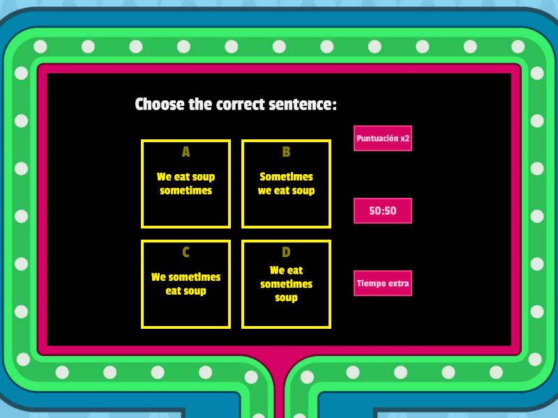 Sentence Structure Gameshow Quiz