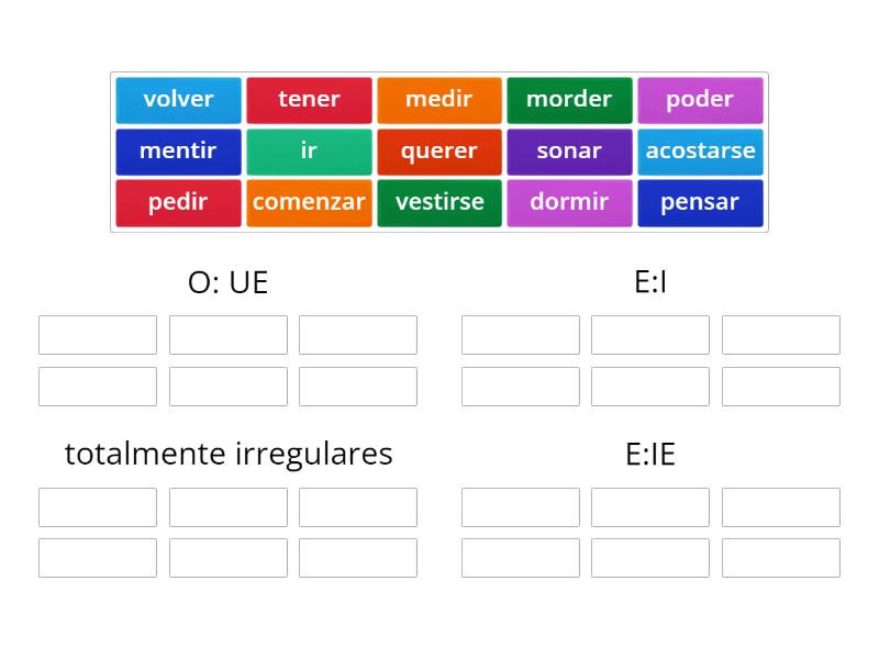 Verbos Irregulares Group Sort