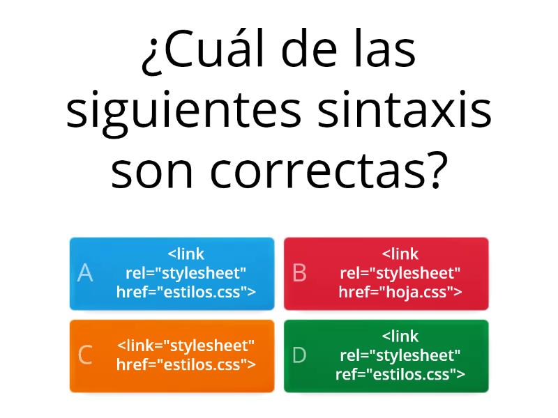 Ejercitación de la Sintaxis CSS Cuestionario