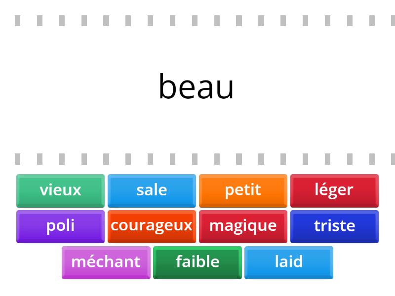 Les Adjectifs Et Leurs Contraires