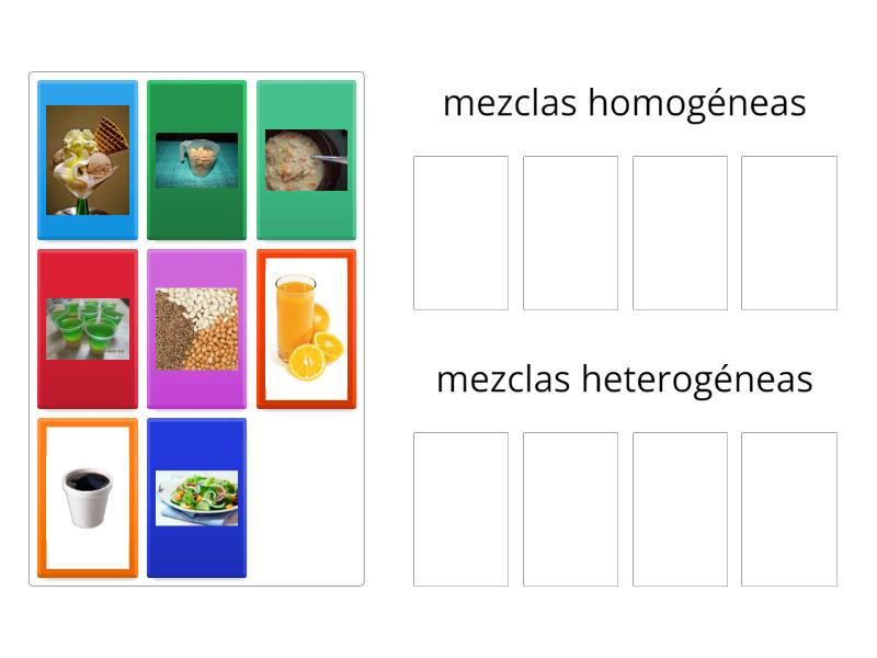 Mezclas Homog Neas Y Heterog Neas Ordenar Por Grupo