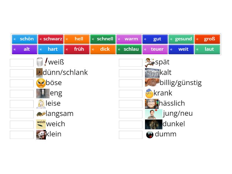 Adjektive Gegenteile 2 Match Up