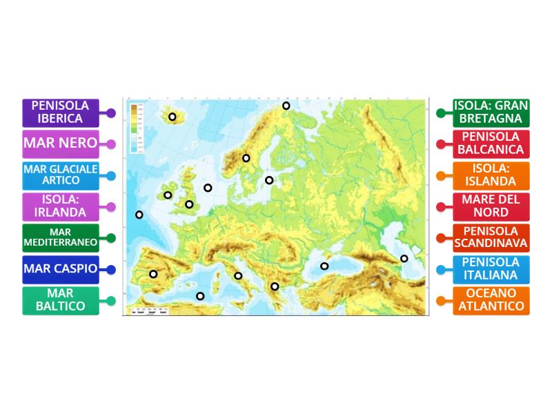 EUROPA MARI PENISOLE ISOLE COSTE Labelled Diagram