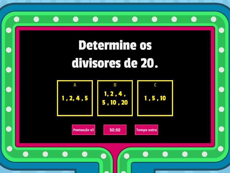 múltiplos e divisores 6ºano matemática Game show de TV