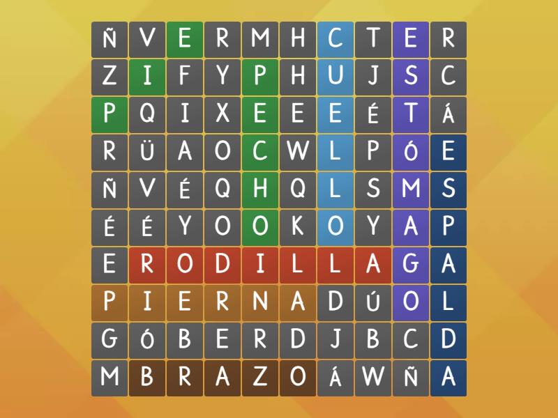 Sopa De Letras Partes Del Cuerpo Wordsearch