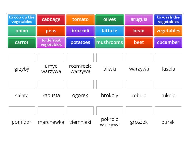 Warzywa Po Angielsku Match Up