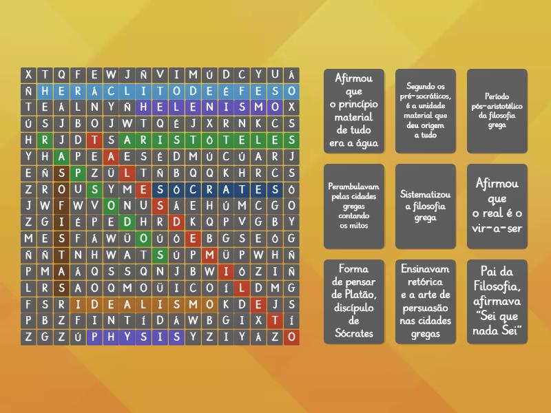 Filosofia Grega Wordsearch