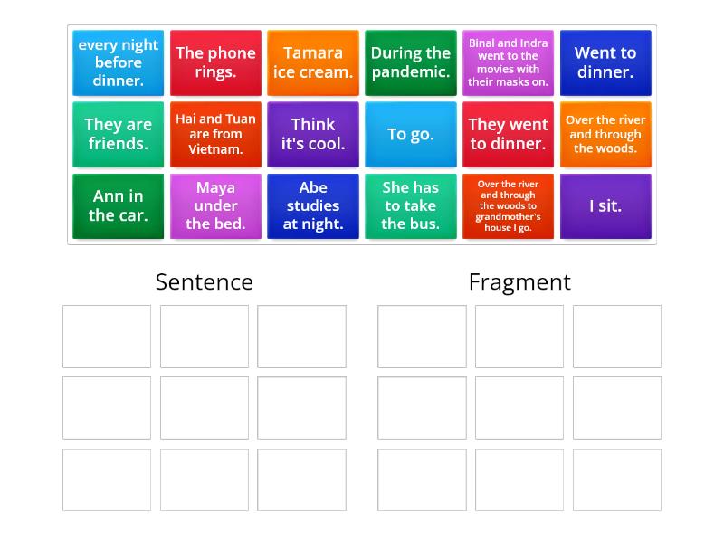 Sentence Vs Fragment Group Sort