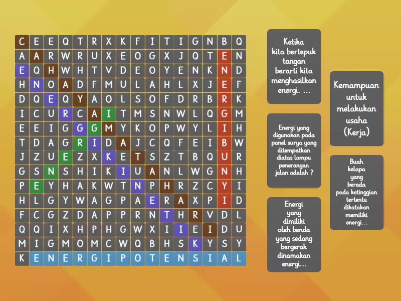 Apersepsi Energi Terbarukan Wordsearch