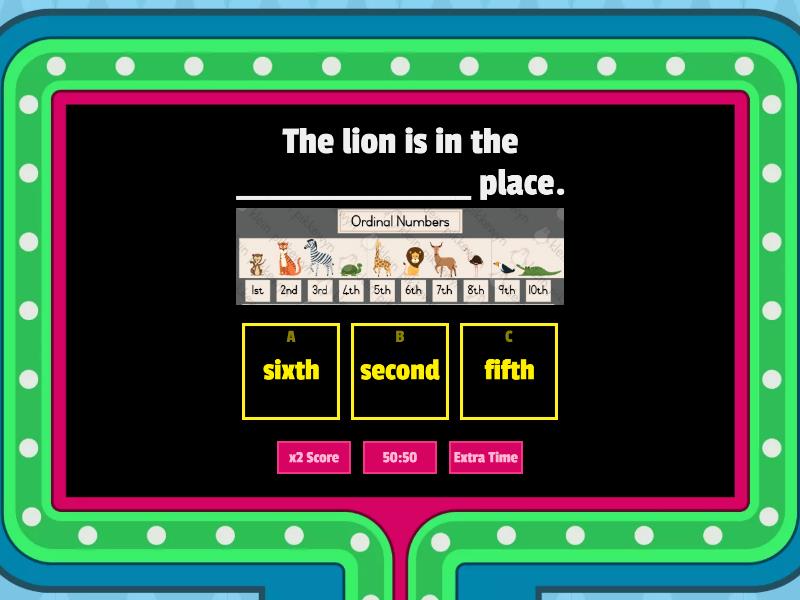 Ordinal Numbers From To Gameshow Quiz