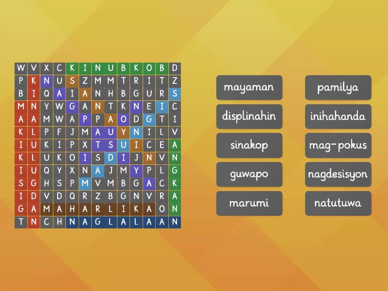 Talasalitaan Blg Si Daniel At Ang Kanyang Mga Kaibigan Wordsearch