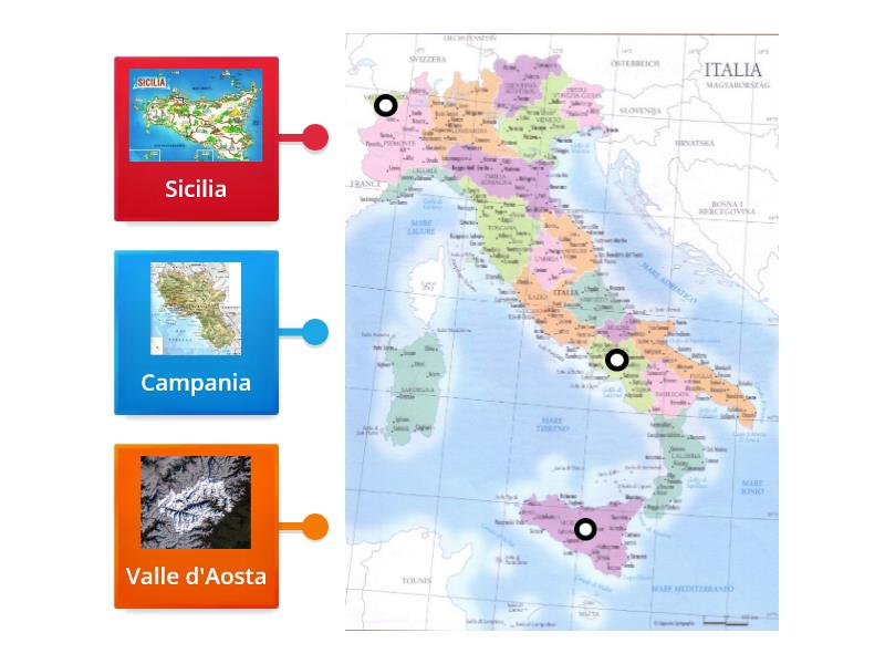 Le Regioni D Italia Diagrama Con Etiquetas