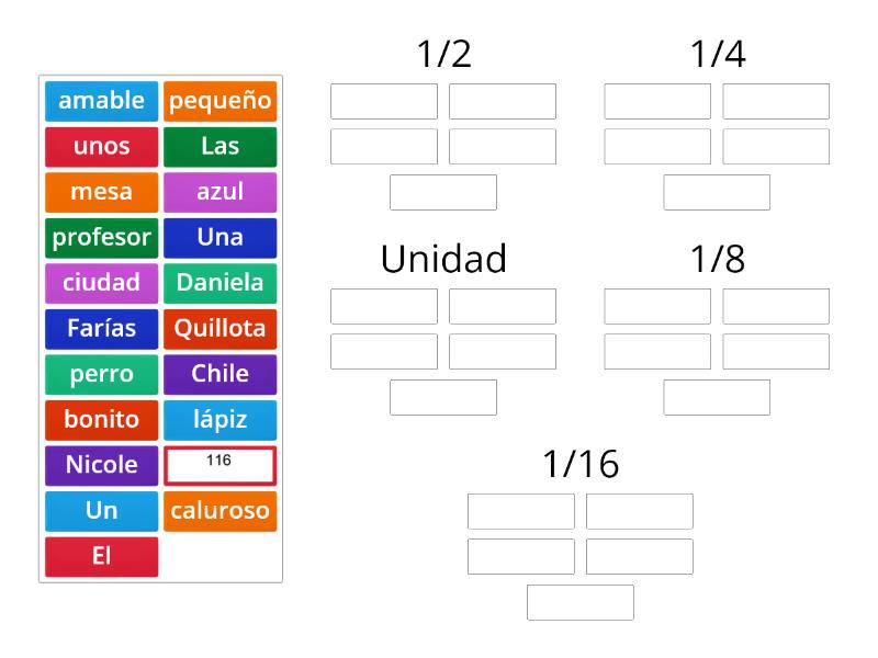 Clasifique Las Siguientes Fracciones Ordenar Por Grupo