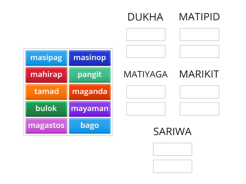 B Ibigay Ang 1 Kahulugan At 2 Kasalungat Ng Bawat Salita Group Sort