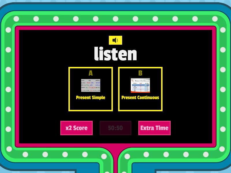 Time Expressions Present Simple Vs Present Continuous Gameshow Quiz