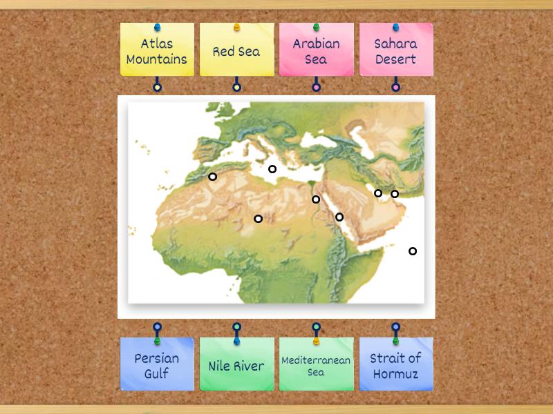 Physical Feature Southwest Asia North Africa 6th Grade Labelled