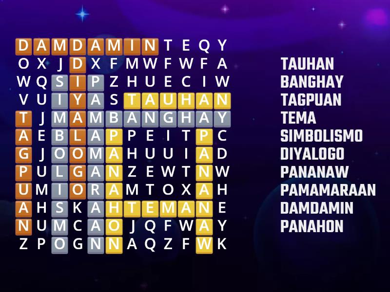 Elemento Ng Tekstong Naratibo Wordsearch