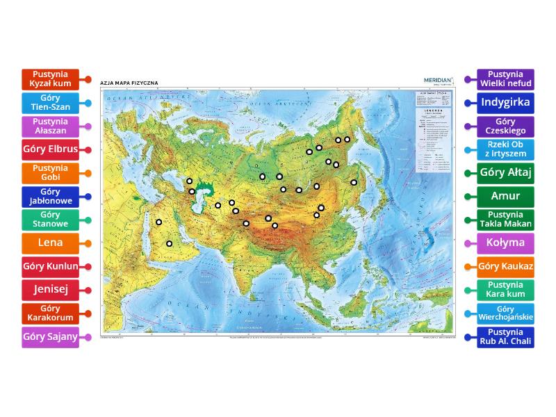 Mapa Fizyczna Azji Cz Rysunek Z Opisami