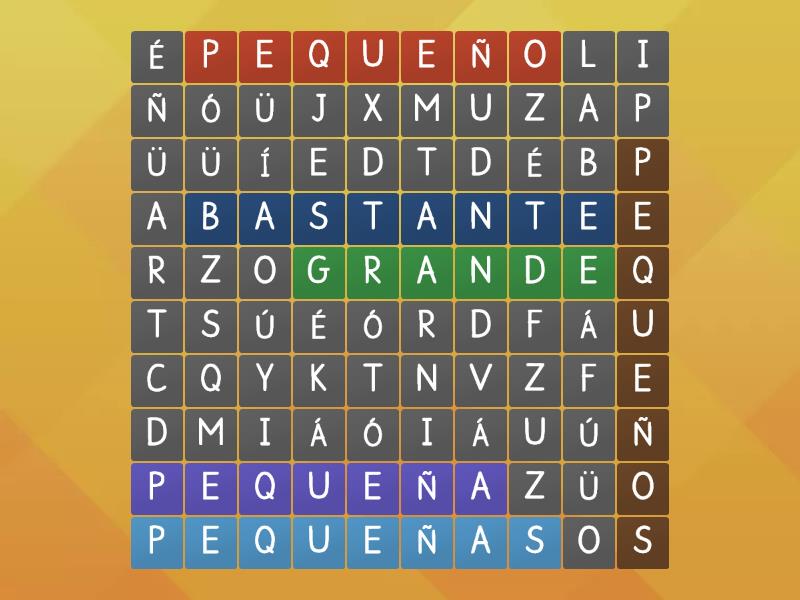 Adjetivos Wordsearch