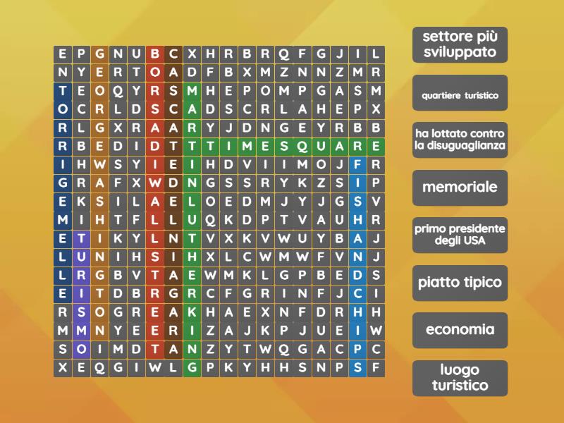 STATI UNITI Wordsearch