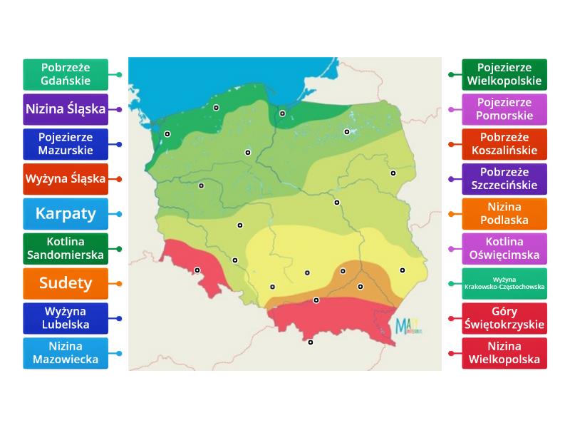 Krainy Geograficzne Polski Rysunek Z Opisami