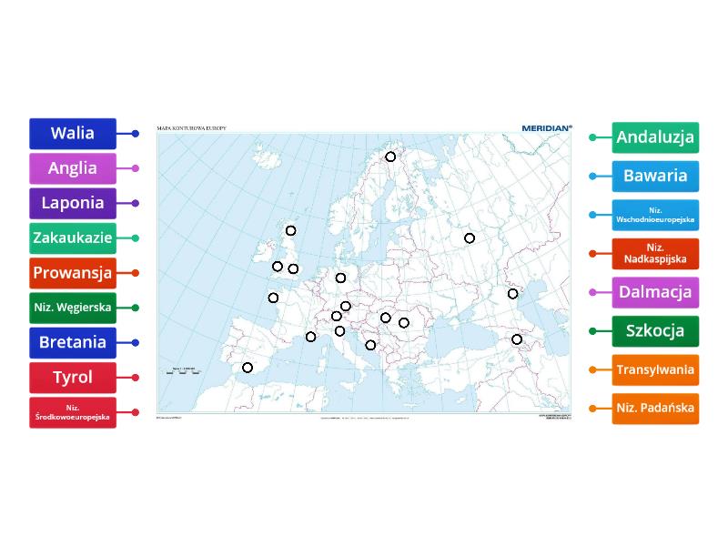 Krainy Geograficzne I Historyczne Europa Rysunek Z Opisami