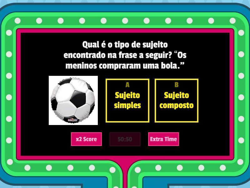 Sujeito Simples E Sujeito Composto Gameshow Quiz